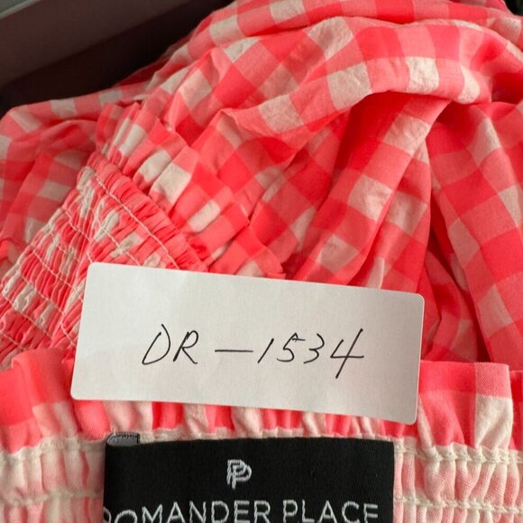 Pomander Place Electric Pink Gingham Nellie Dress Large Sleeveless Tiered DR1534 - Picture 5 of 7